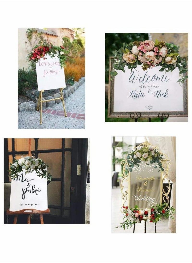 Wedding Arch Flowers, 30 Inch Rustic Artificial Floral Swag for Lintel, Green Leaves Rose Peony Sunflowers Reception Backdrop Sweetheart Table Decoration