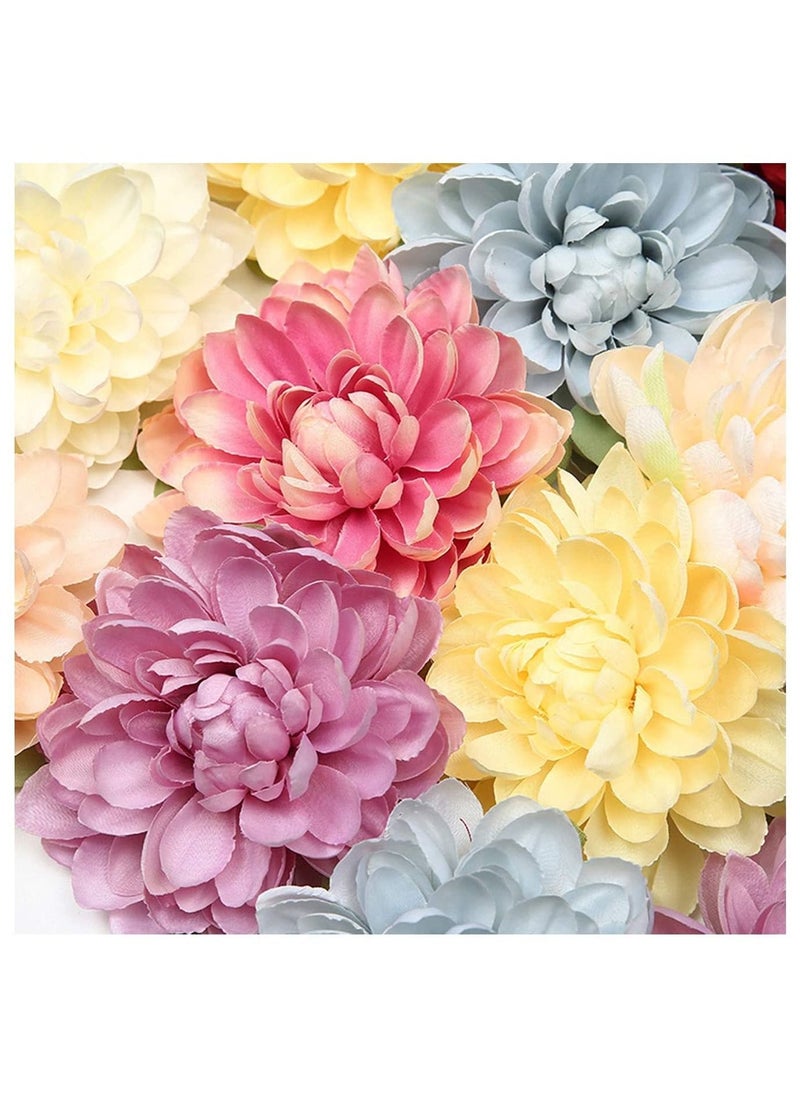 SYOSI 8 Pack Artificial Chrysanthemum Flowers Fake Silk Multicolor Dahlia Flower Head for DIY Wedding Bouquets Centerpieces Arrangements Home Garden Party Decoration