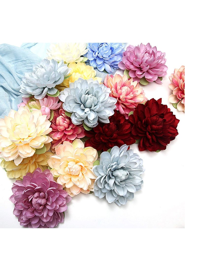SYOSI 8 Pack Artificial Chrysanthemum Flowers Fake Silk Multicolor Dahlia Flower Head for DIY Wedding Bouquets Centerpieces Arrangements Home Garden Party Decoration
