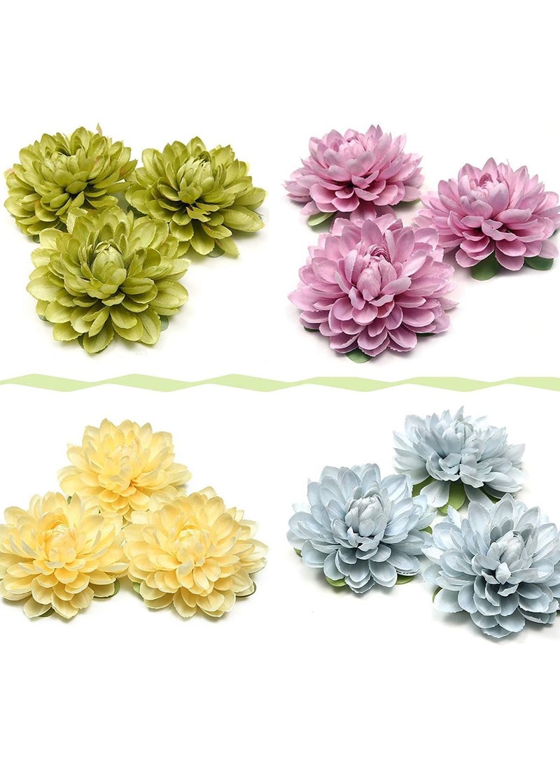 SYOSI 8 Pack Artificial Chrysanthemum Flowers Fake Silk Multicolor Dahlia Flower Head for DIY Wedding Bouquets Centerpieces Arrangements Home Garden Party Decoration