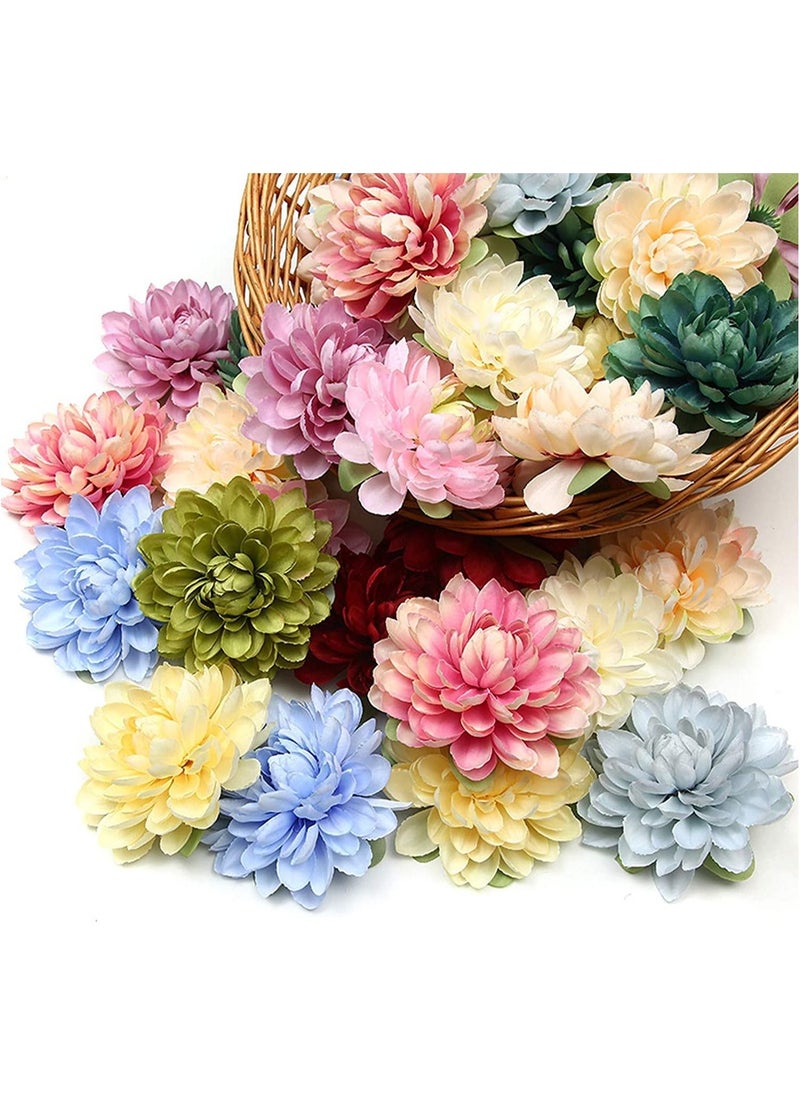 SYOSI 8 Pack Artificial Chrysanthemum Flowers Fake Silk Multicolor Dahlia Flower Head for DIY Wedding Bouquets Centerpieces Arrangements Home Garden Party Decoration