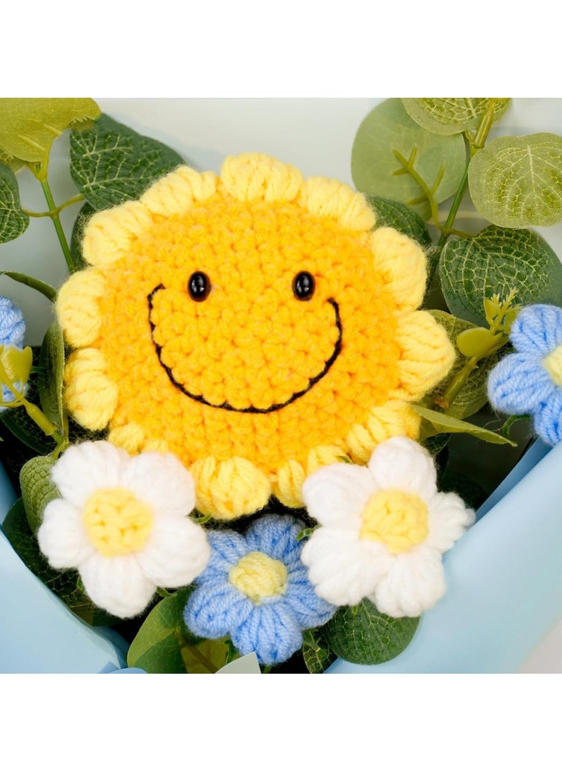 Hand Woven Rose Artificial Flower Suitable for Family Table Decoration for Girlfriend's Mother Birthday Wedding Gift Sunflower Blue 1 Pack