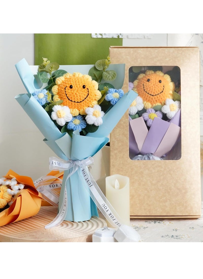 Hand Woven Rose Artificial Flower Suitable for Family Table Decoration for Girlfriend's Mother Birthday Wedding Gift Sunflower Blue 1 Pack