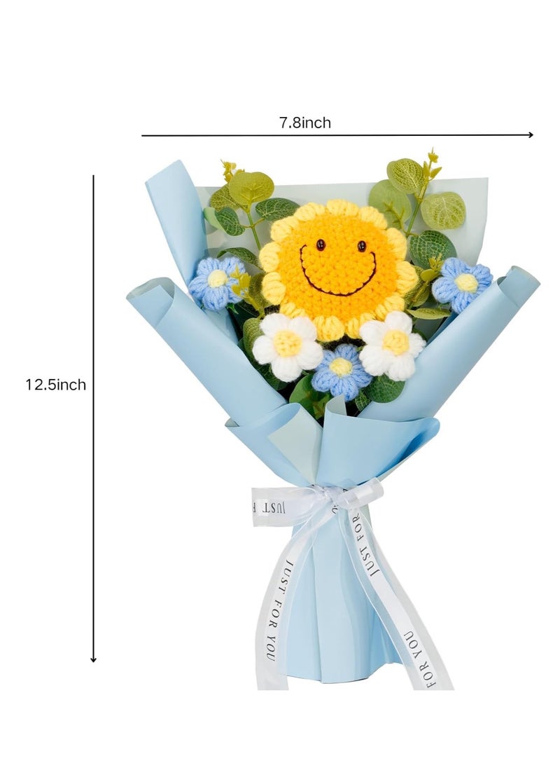 Hand Woven Rose Artificial Flower Suitable for Family Table Decoration for Girlfriend's Mother Birthday Wedding Gift Sunflower Blue 1 Pack
