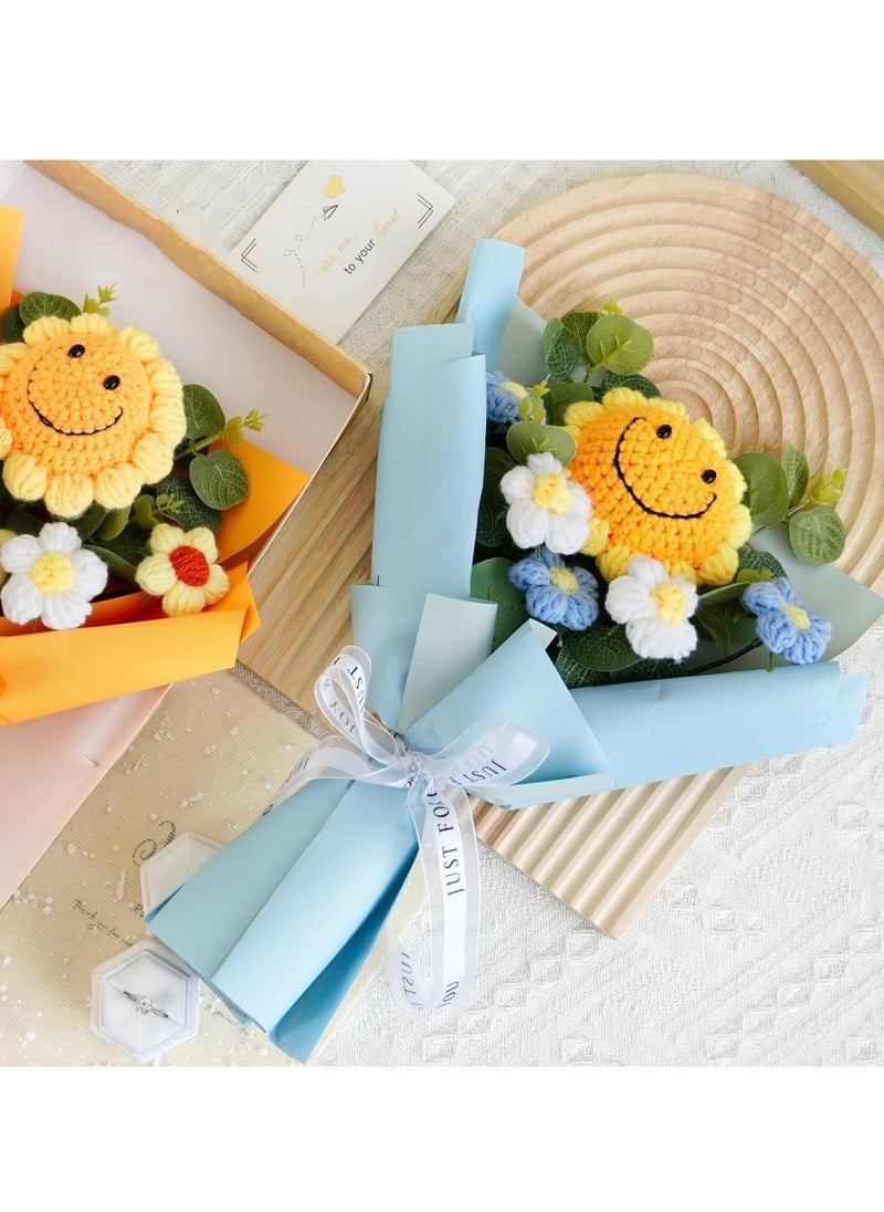 Hand Woven Rose Artificial Flower Suitable for Family Table Decoration for Girlfriend's Mother Birthday Wedding Gift Sunflower Blue 1 Pack