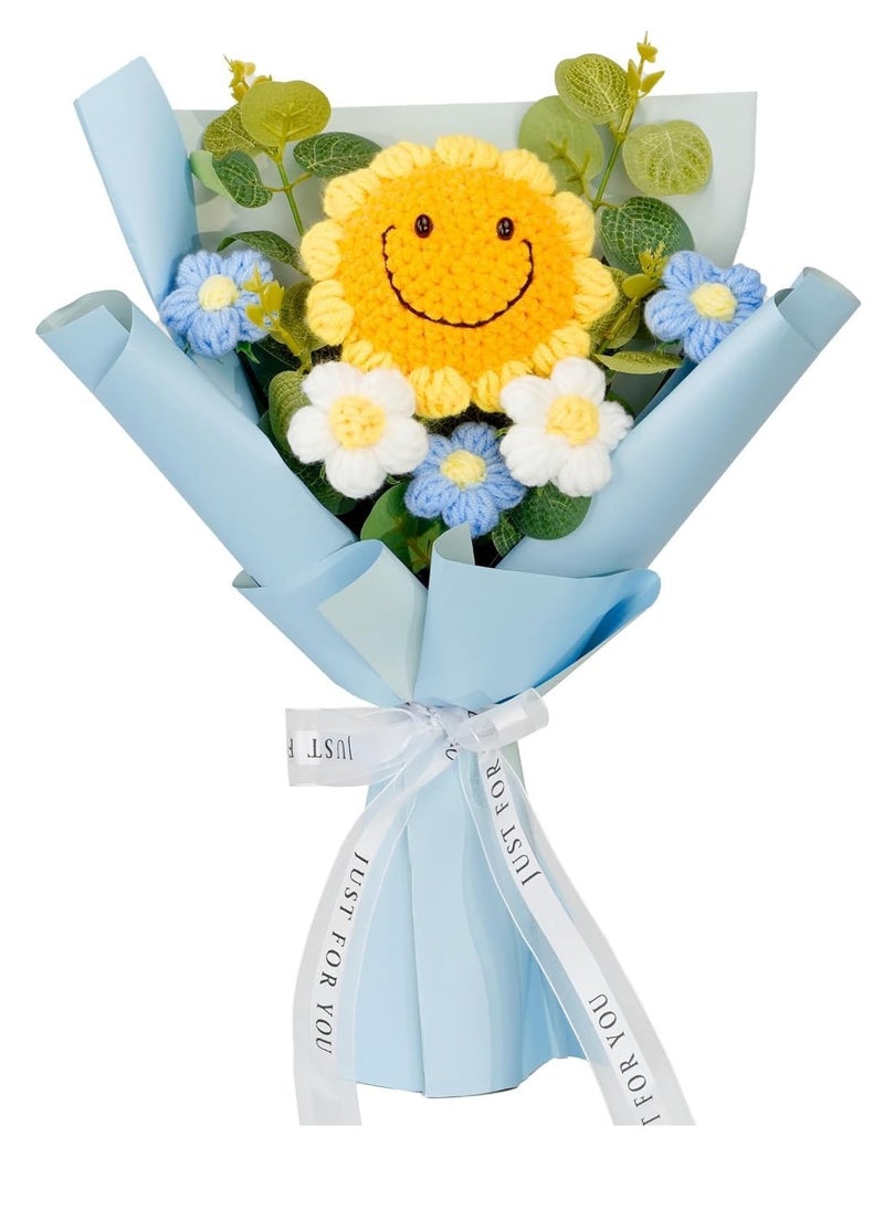 Hand Woven Rose Artificial Flower Suitable for Family Table Decoration for Girlfriend's Mother Birthday Wedding Gift Sunflower Blue 1 Pack