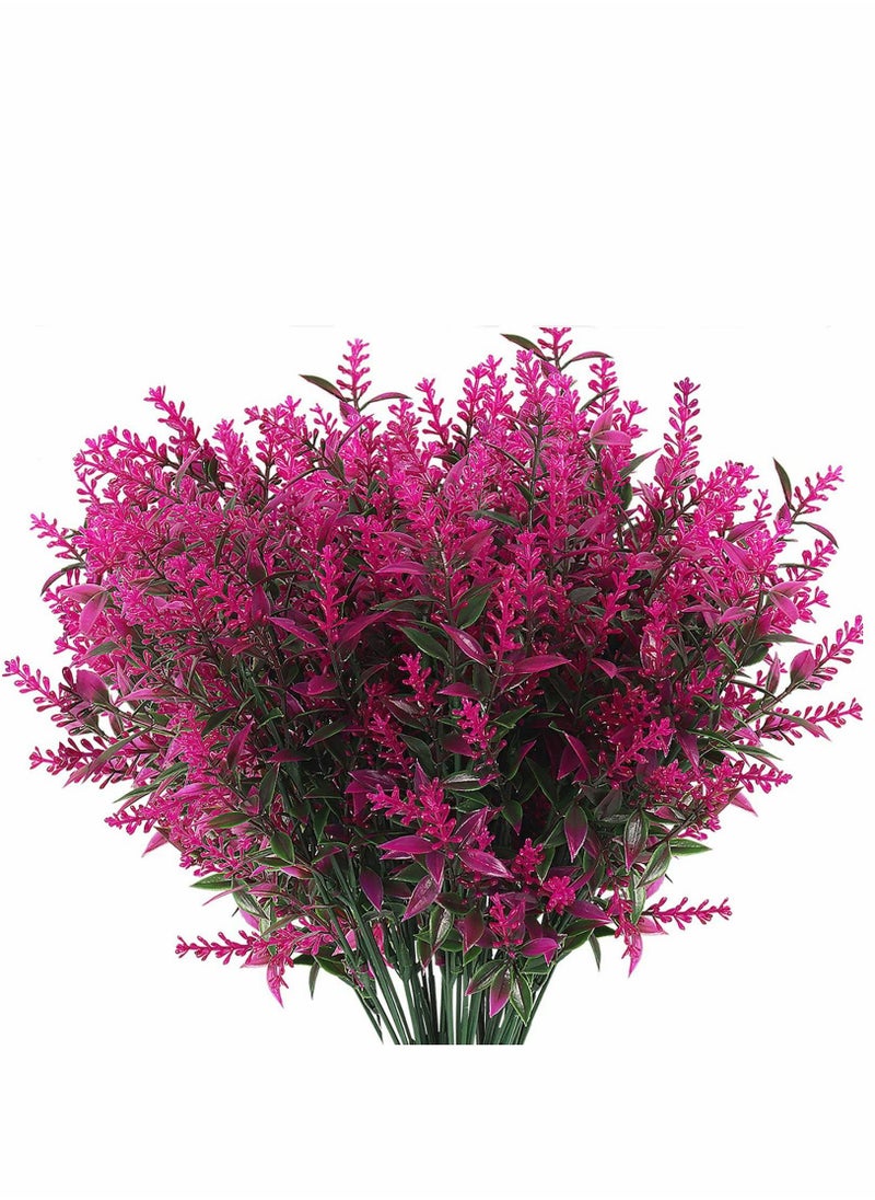 Artificial Flowers, 8 Bundles Fake Outdoor Plants, Faux UV Resistant Plastic Lavender