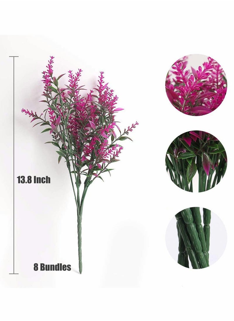 Artificial Flowers, 8 Bundles Fake Outdoor Plants, Faux UV Resistant Plastic Lavender