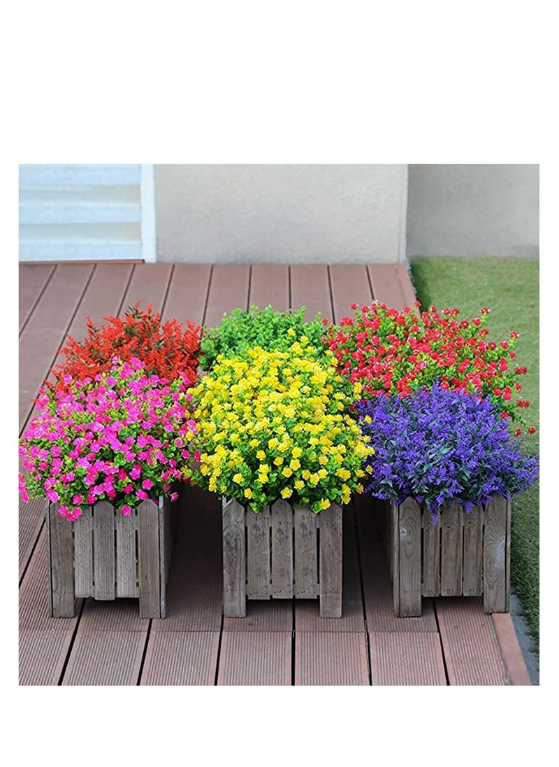 Yellow Artificial Flowers Outdoor UV Resistant Fake Plants Faux Plastic Greenery Shrubs Hanging Flower