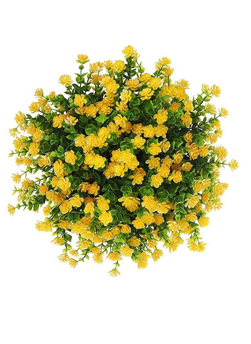 Yellow Artificial Flowers Outdoor UV Resistant Fake Plants Faux Plastic Greenery Shrubs Hanging Flower