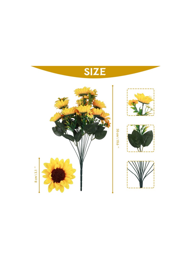 Artificial Flowers, Artificial Sunflower Bouquets, Long Fake Flowers for Baby Shower Home Wedding Fall Decor, Bride Holding Flowers, 50CM DIY Garden Craft Art Decor(2 Bundles)(Golden Yellow)