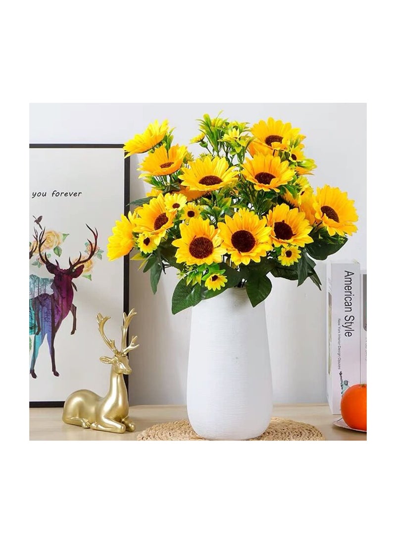 Artificial Flowers, Artificial Sunflower Bouquets, Long Fake Flowers for Baby Shower Home Wedding Fall Decor, Bride Holding Flowers, 50CM DIY Garden Craft Art Decor(2 Bundles)(Golden Yellow)