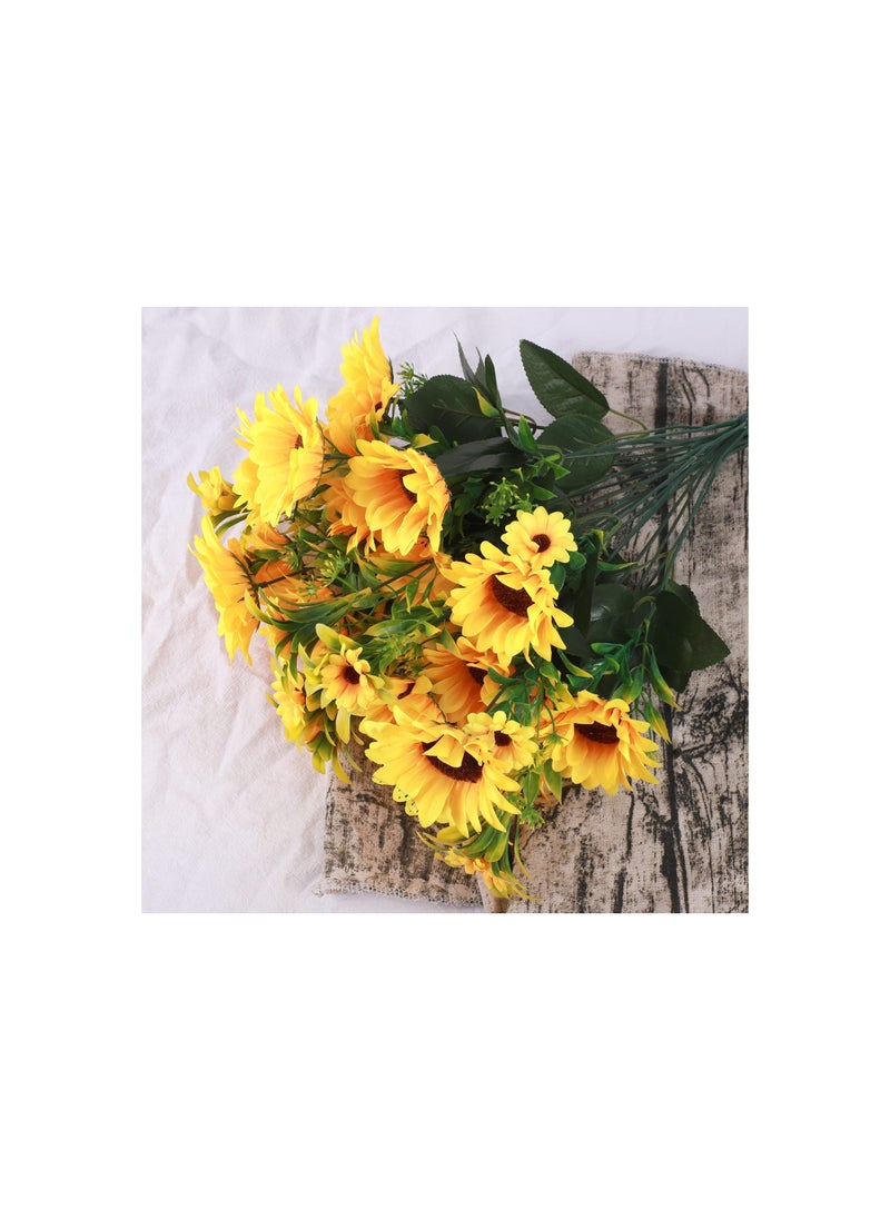 Artificial Flowers, Artificial Sunflower Bouquets, Long Fake Flowers for Baby Shower Home Wedding Fall Decor, Bride Holding Flowers, 50CM DIY Garden Craft Art Decor(2 Bundles)(Golden Yellow)