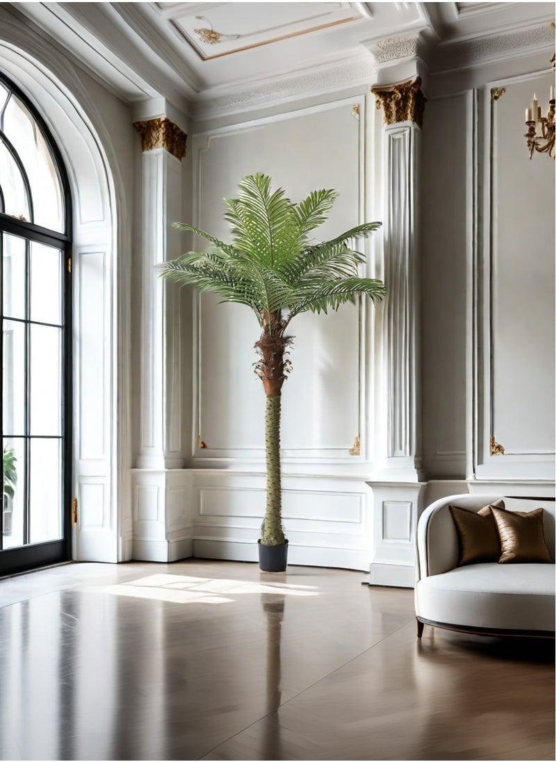 2.6M Artificial Palm Tree 18 Leaves Outdoor Patio and Indoor Decor,Realistic,Maintenance-Free Tropical Plant