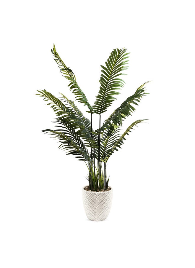 Palm Tree in Concrete Planter Green/White 110x130cm