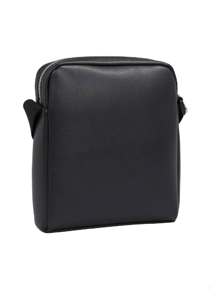 Men's Logo Reporter Bag, Black - faux leather