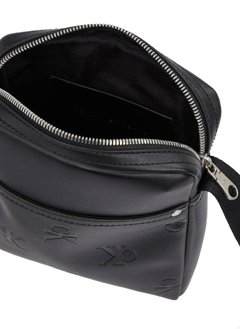 Men's Logo Reporter Bag, Black - faux leather