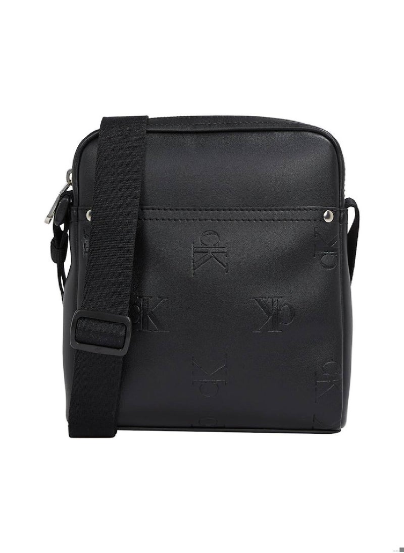 Men's Logo Reporter Bag, Black - faux leather