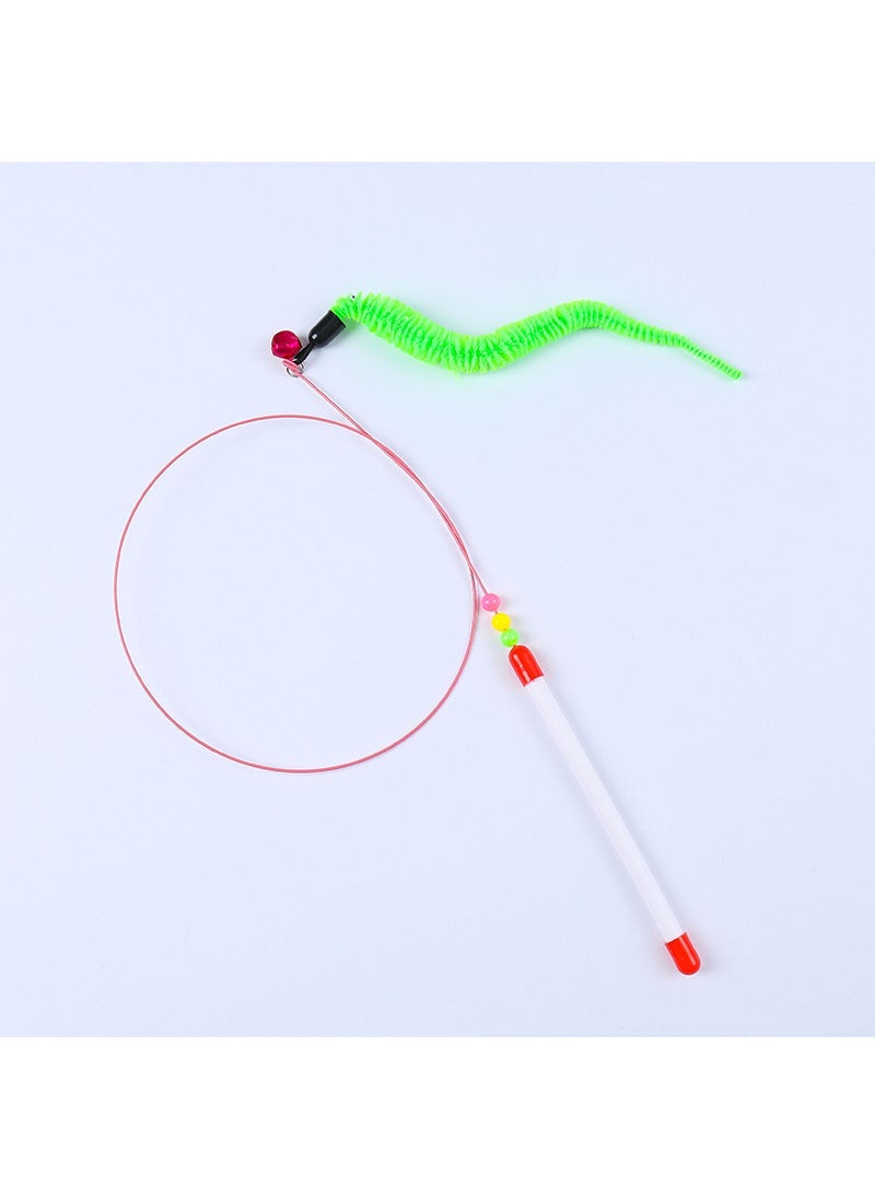 Cat Toy Cat Tease Stick Self-hi with Bell Handheld Long Rod Bucket Cat Artifact Steel Wire Feather Cat Tease Stick