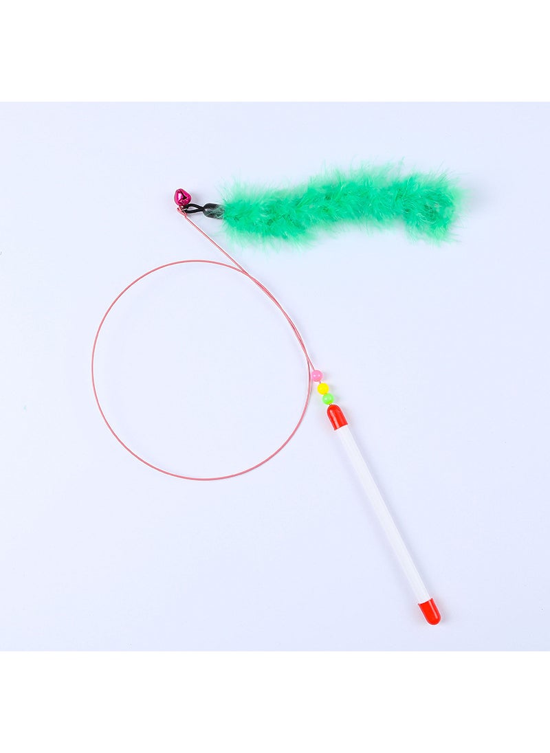 Cat Toy Cat Tease Stick Self-hi with Bell Handheld Long Rod Bucket Cat Artifact Steel Wire Feather Cat Tease Stick