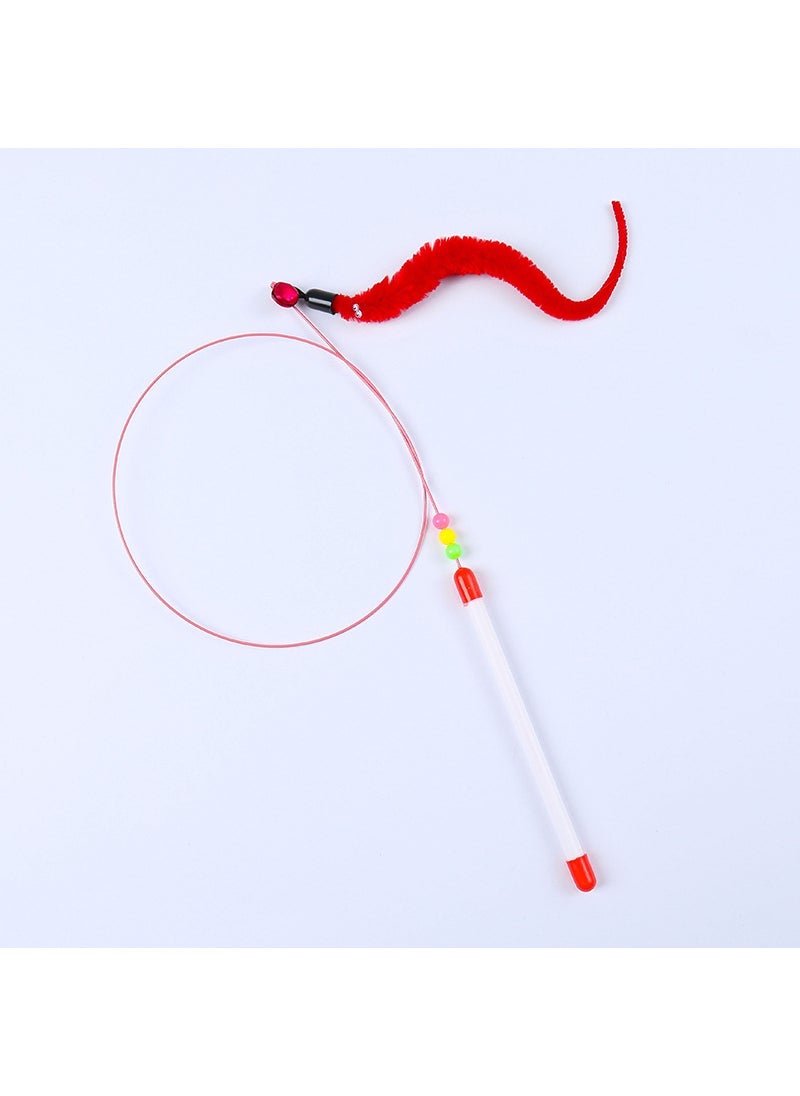 Cat Toy Cat Tease Stick Self-hi with Bell Handheld Long Rod Bucket Cat Artifact Steel Wire Feather Cat Tease Stick