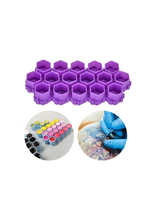 200Pcs Tattoo Ink Cups, Honeycomb Shape Splicable Pigment Holder Cups Tattoo Supplies for Tattoo Artists and Beginners(Purple)