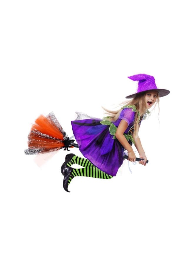 Halloween Witch Broom Halloween Broom Prop Witch Broomstick Costume Accessories Wizard Flying Felt Broom for Kids Adults Halloween Party Halloween Cosplay Prop