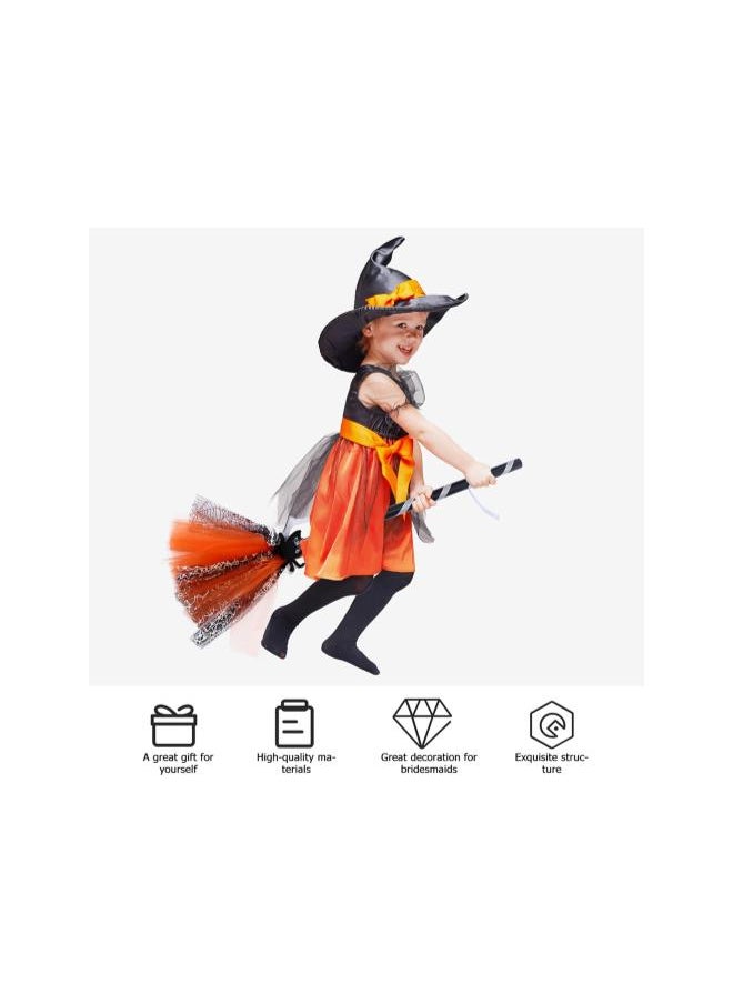 Halloween Witch Broom Halloween Broom Prop Witch Broomstick Costume Accessories Wizard Flying Felt Broom for Kids Adults Halloween Party Halloween Cosplay Prop