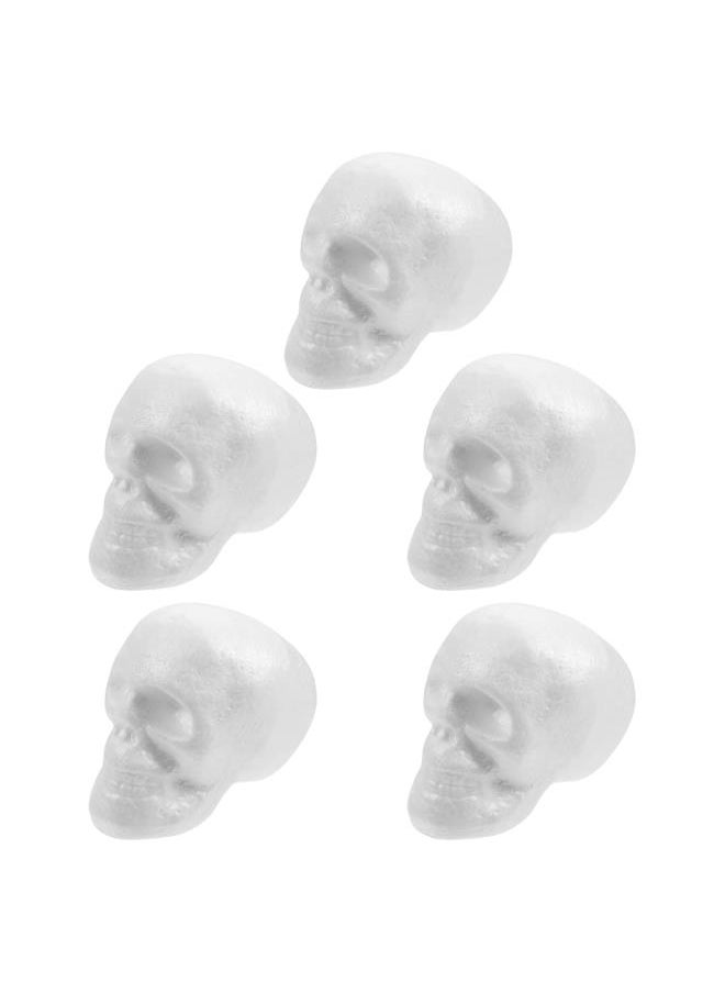 5pcs Skull Styrofoam Head Styrofoam Foam Skull People Crafts DIY Kids Paitning Foam Toys Polystyrene Modelling Skeleton Grimace Face Shapes