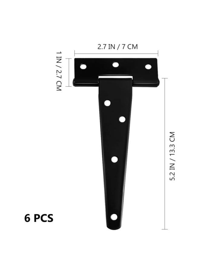 6 Pcs T-strap Hinges Black Light Duty Door Hinges Barn Door Hinges Shed Door Hinges Gate Hinges for Wooden Fences Gate Home