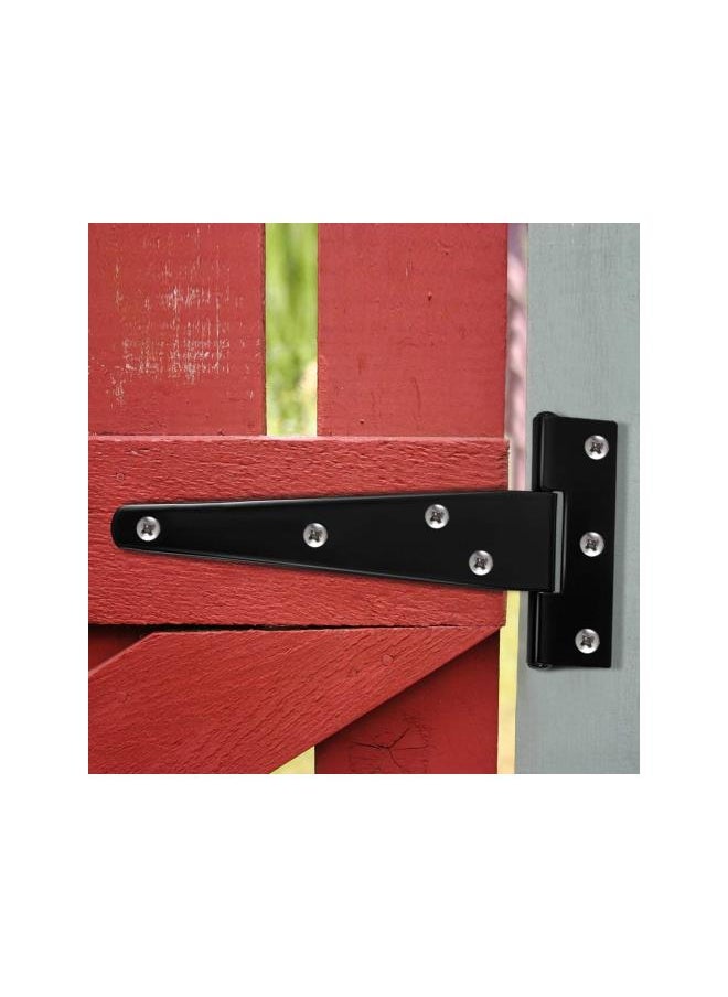 6 Pcs T-strap Hinges Black Light Duty Door Hinges Barn Door Hinges Shed Door Hinges Gate Hinges for Wooden Fences Gate Home