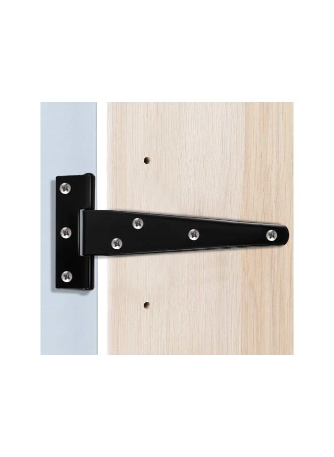 6 Pcs T-strap Hinges Black Light Duty Door Hinges Barn Door Hinges Shed Door Hinges Gate Hinges for Wooden Fences Gate Home