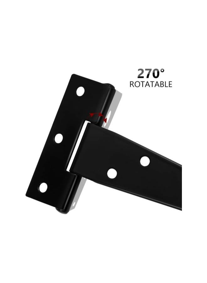 6 Pcs T-strap Hinges Black Light Duty Door Hinges Barn Door Hinges Shed Door Hinges Gate Hinges for Wooden Fences Gate Home