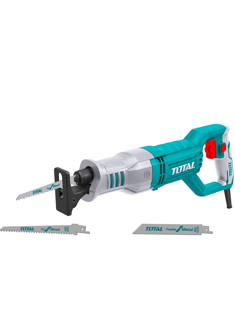 Total Reciprocating Saw 750W (TS100806) – Powerful Corded Electric Saw for Wood, Metal & Aluminum Cutting with Variable Speed Control, SDS Blade Change, Includes 1 Metal Saw Blade, 1 Wood Saw Blade, and Extra Carbon Brushes