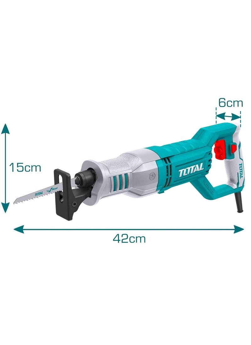 Total Reciprocating Saw 750W (TS100806) – Powerful Corded Electric Saw for Wood, Metal & Aluminum Cutting with Variable Speed Control, SDS Blade Change, Includes 1 Metal Saw Blade, 1 Wood Saw Blade, and Extra Carbon Brushes