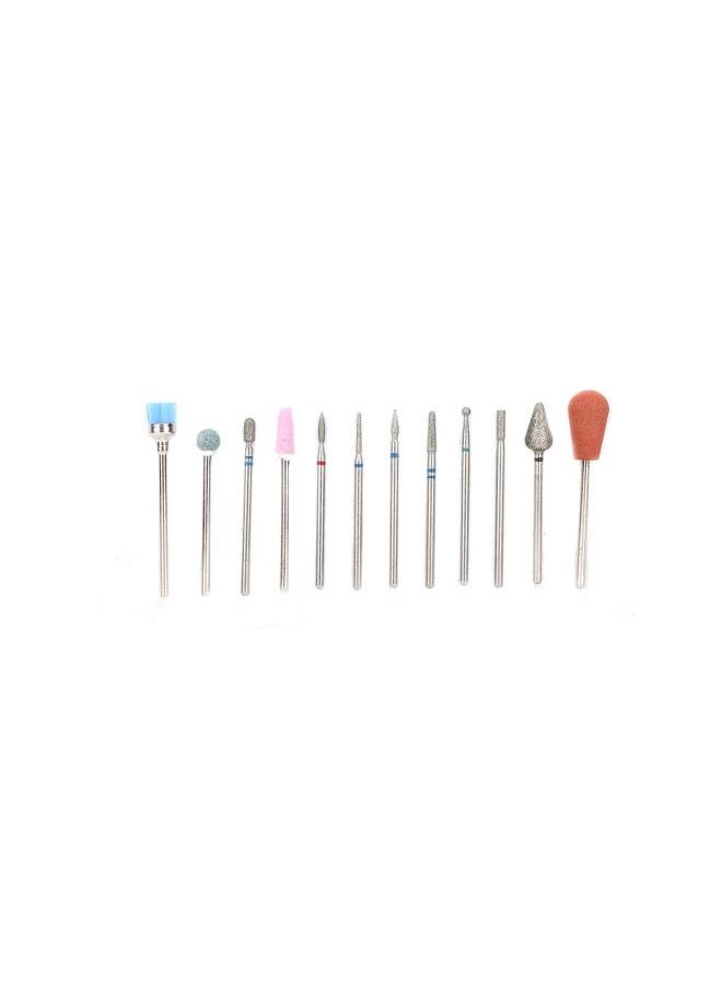 12Pcs Ceramics Nail Drill Bits Set, Electric Drill Bits File Grinding Head Set with Pink Box(#4)