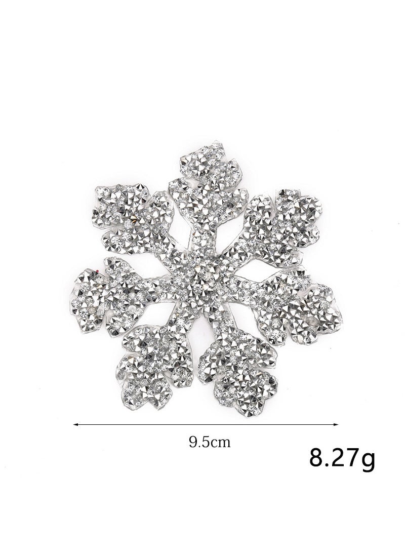 Zhaoshun Christmas Snowflake Rhinestone Patch Silver Snowflake