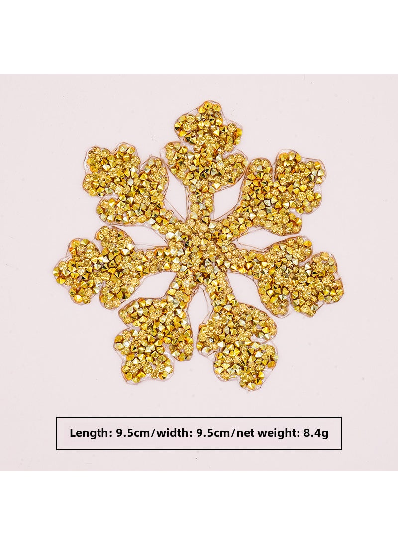 Zhaoshun Christmas Snowflake Rhinestone Patch Gold background snowflake