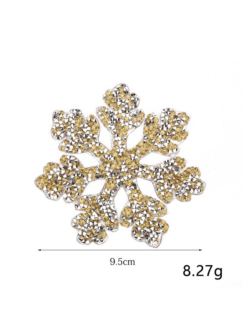 Zhaoshun Christmas Snowflake Rhinestone Patch Yellow snowflake with silver base