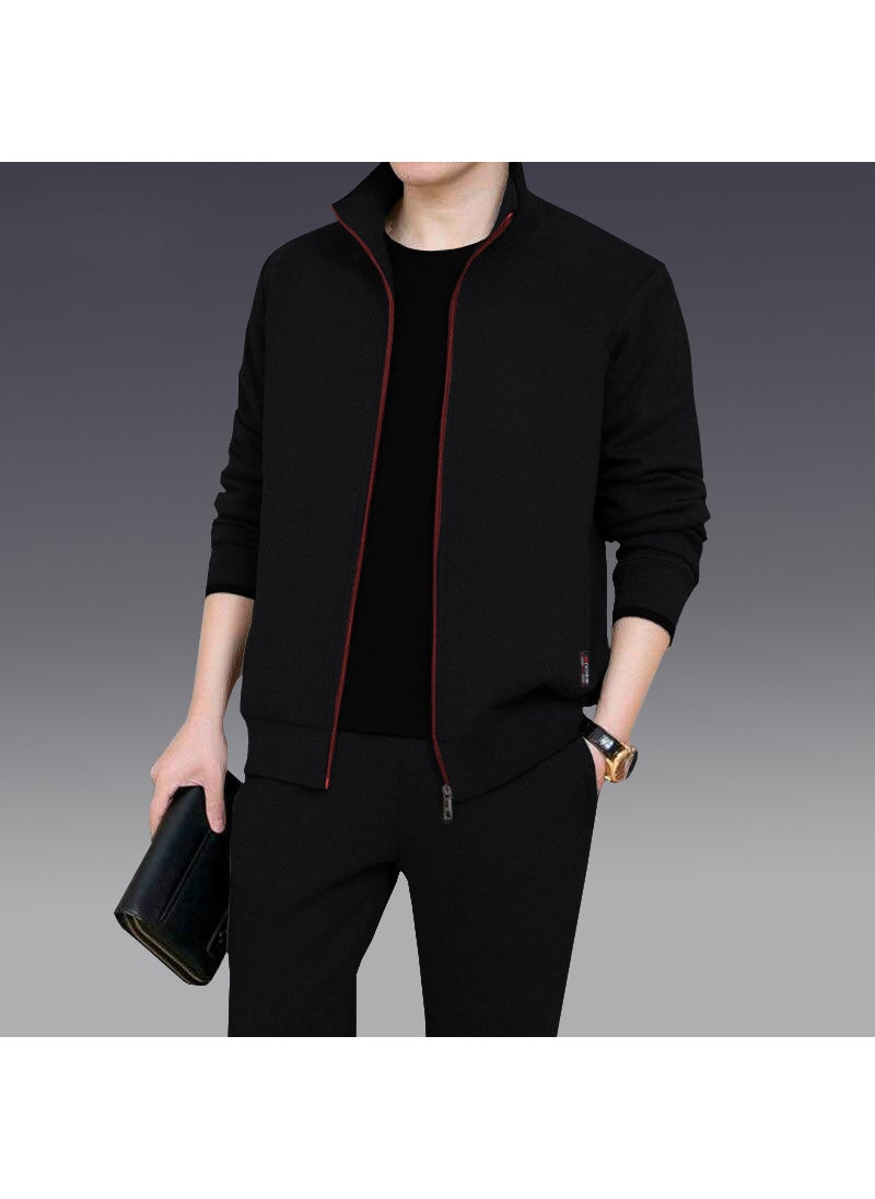 Mens Casual Sports Tracksuit Autumn Winter Set Black