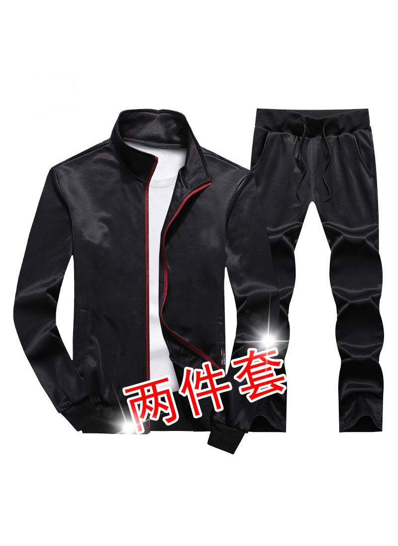 Mens Casual Sports Tracksuit Autumn Winter Set Black