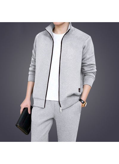 Mens Casual Sports Tracksuit Autumn Winter Set Dark gray