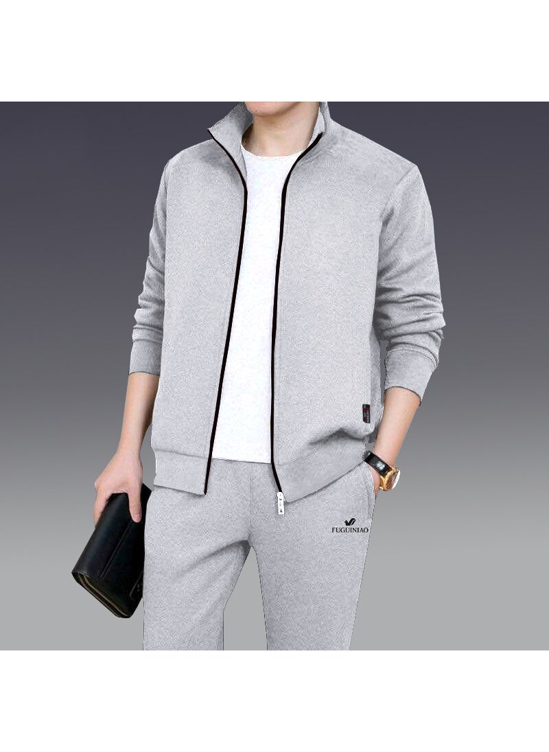 Mens Casual Sports Tracksuit Autumn Winter Set Light gray