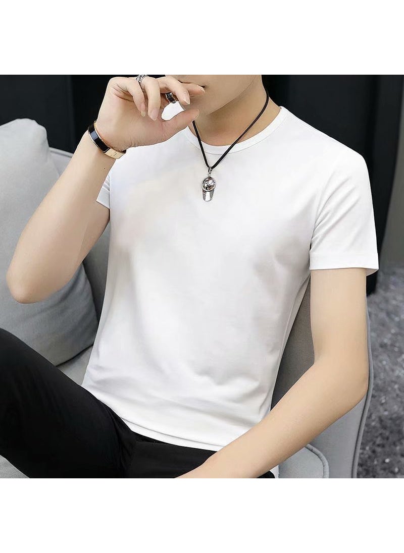 Summer Casual Sports Suit Men 2022 Youth Loose Tee with Shorts thin white short t