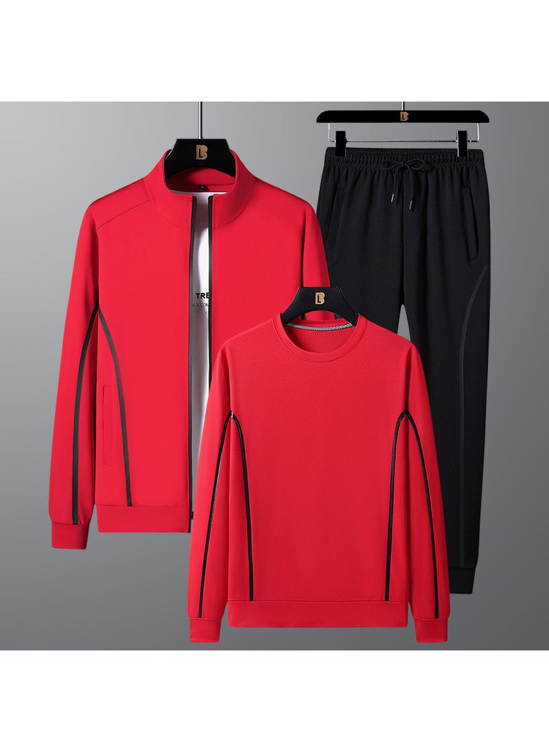 2024 Mens Spring Autumn Casual Sportswear Set Red