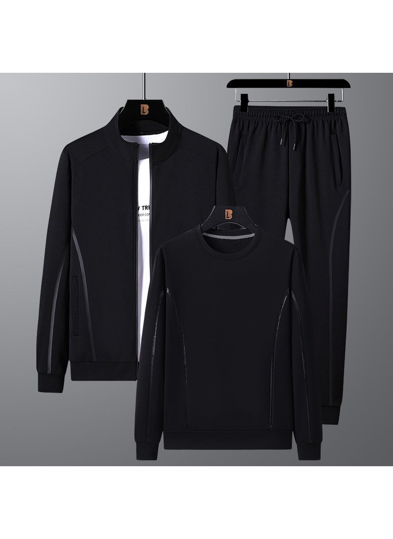 2024 Mens Spring Autumn Casual Sportswear Set Black