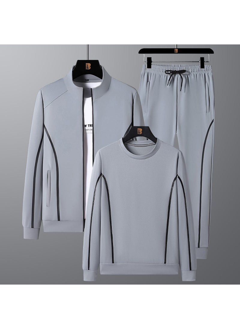 2024 Mens Spring Autumn Casual Sportswear Set Grey