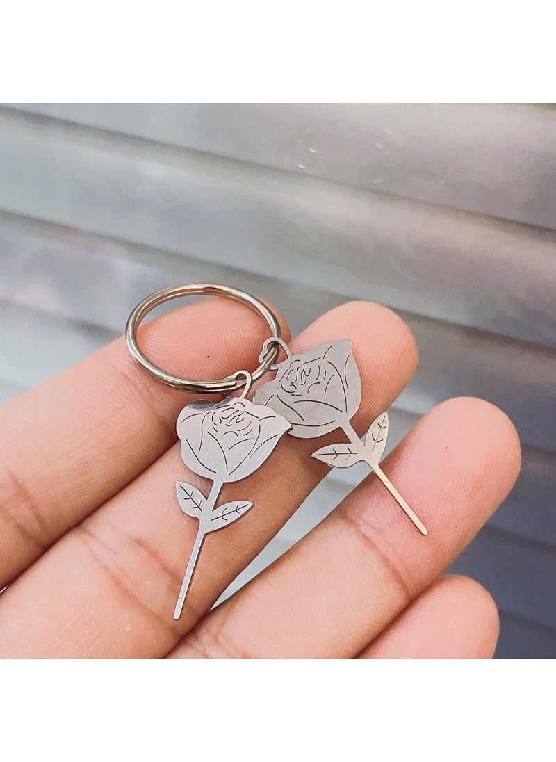 1 x 5 pcs Rose Flower Stainless Steel SIM Eject Tool for iPhone, VIVO, OPPO, Samsung 2 needles +1 ring