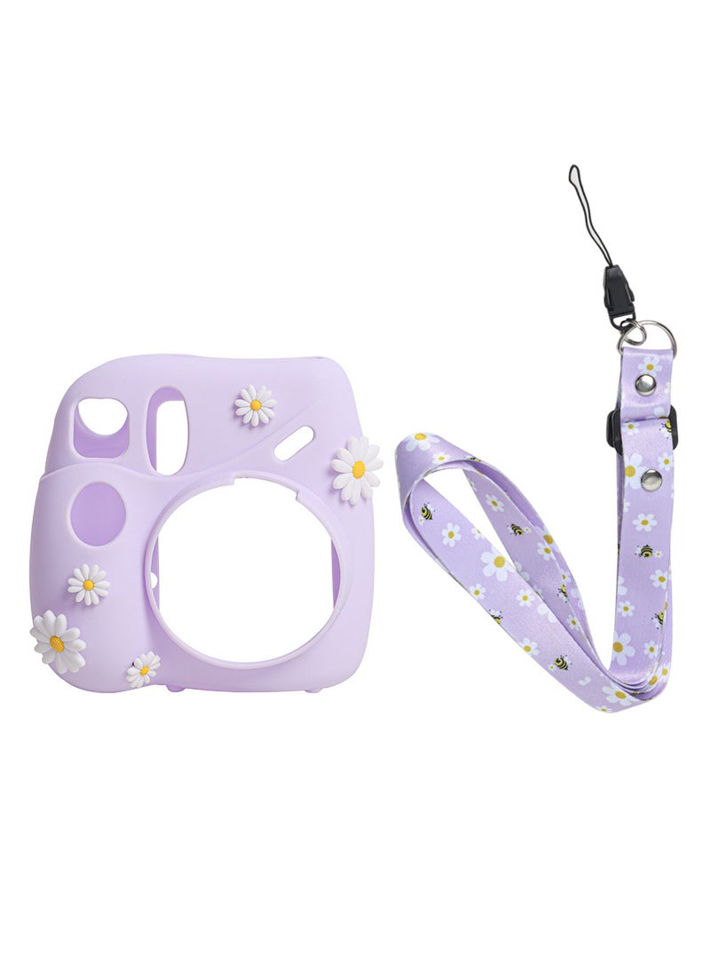 1 x 5 pcs Daisy Silicone Case for Instax Mini 7+ Camera Purple Daisy