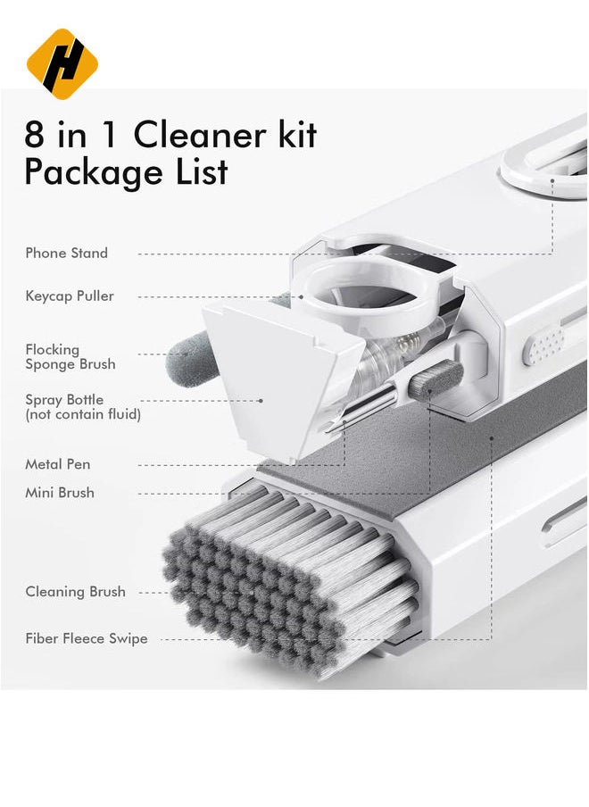 8 in 1 Keyboard Cleaning kit, Cleaner for Airpods, Earbuds, Headset, Laptop Cleaner with Brush Portable Electronics Keyboard Cleaning Tools, Cleaner Keycap Puller Kit (WHITE)